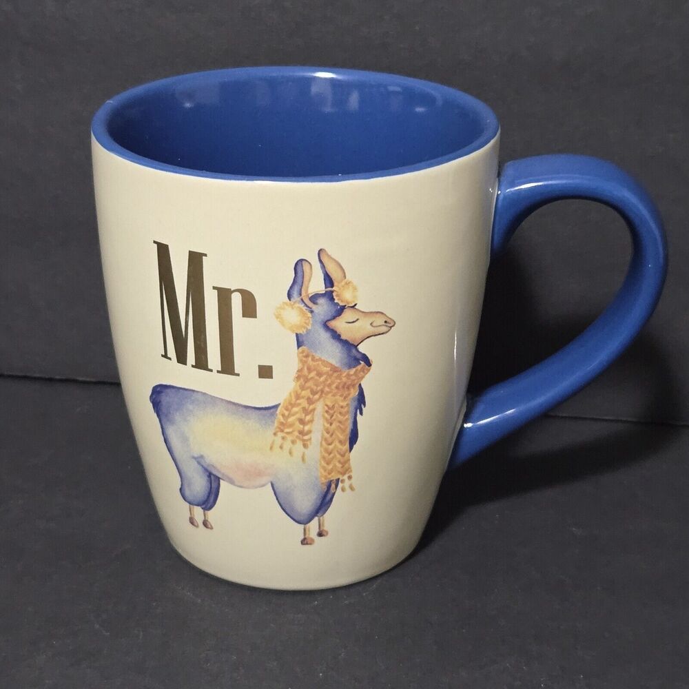 FAO Schwarz Toy Store Gold Mr. Llama Scarf Ear Muffs Jumbo Blue‎ 18oz Coffee Mug